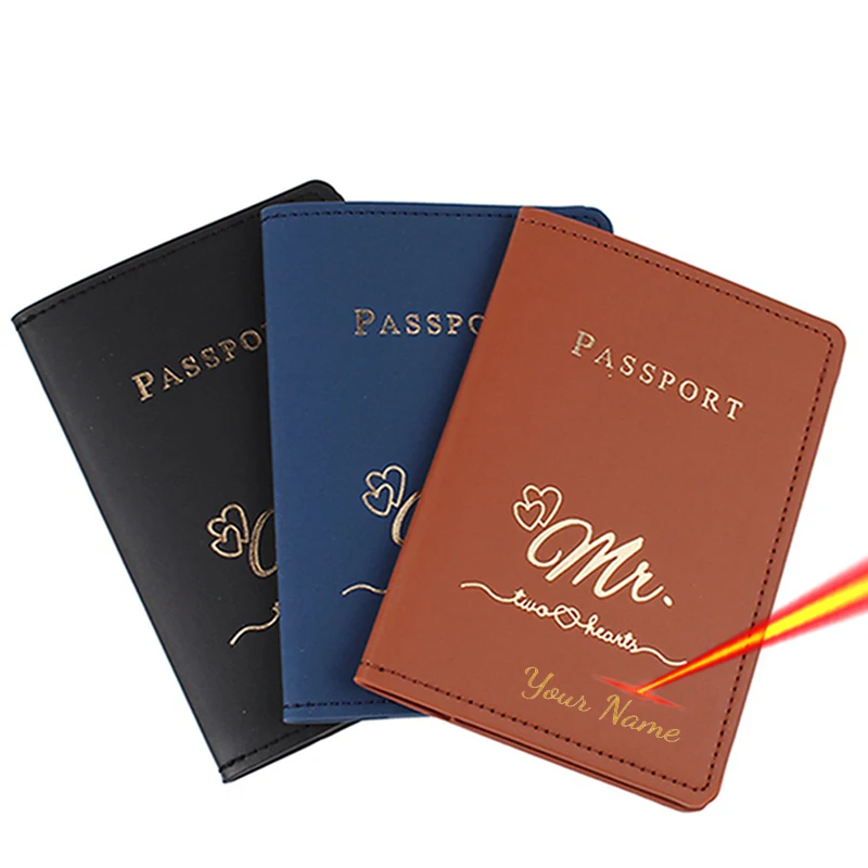 

Обложки для паспорта с логотипом Mr/ Mrs, модный милый чехол для паспорта для папы, чехол из искусственной кожи для паспорта, дорожный кошелек, настраиваемое имя