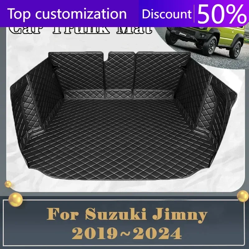 Car Trunk Mat For Suzuki Jimny Sierra JB64W JB74W 2019~2024 Dirt-resistant Fully Trunk Mat Luxury Rear Cargo Tray Car Accessorie