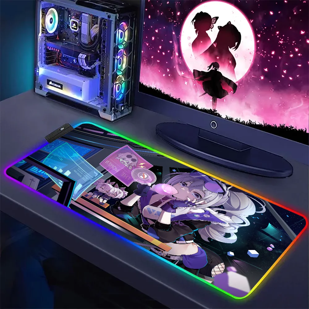 

Honkai Star Rail Girl RGB Mouse Pad Maximum size50x100 Logitech Gaming Mousepad Gamer Large LED Rubber Table Mats Laptop Desktop