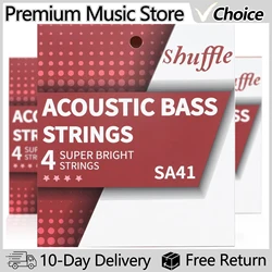 SHUFFLE Acoustic Bass Strings 4 Strings Bass Guitar Strings Hexagonal High Carbon Steel Core Red Copper Wound Silver Ball-End
