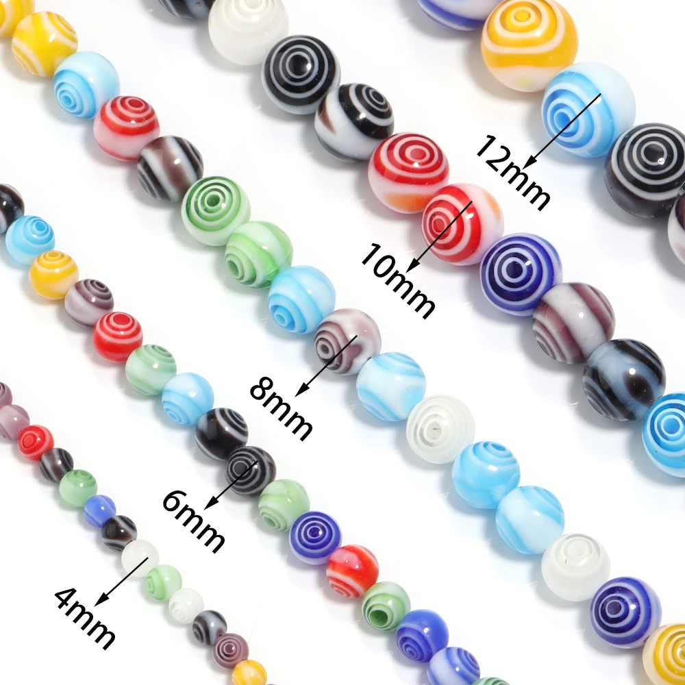 4-12mm Mixed Color Millefiori Flower Lampwork Beads Glass Round Spacer Beads For Jewelry Making Bracelets Craft Diy Accessories