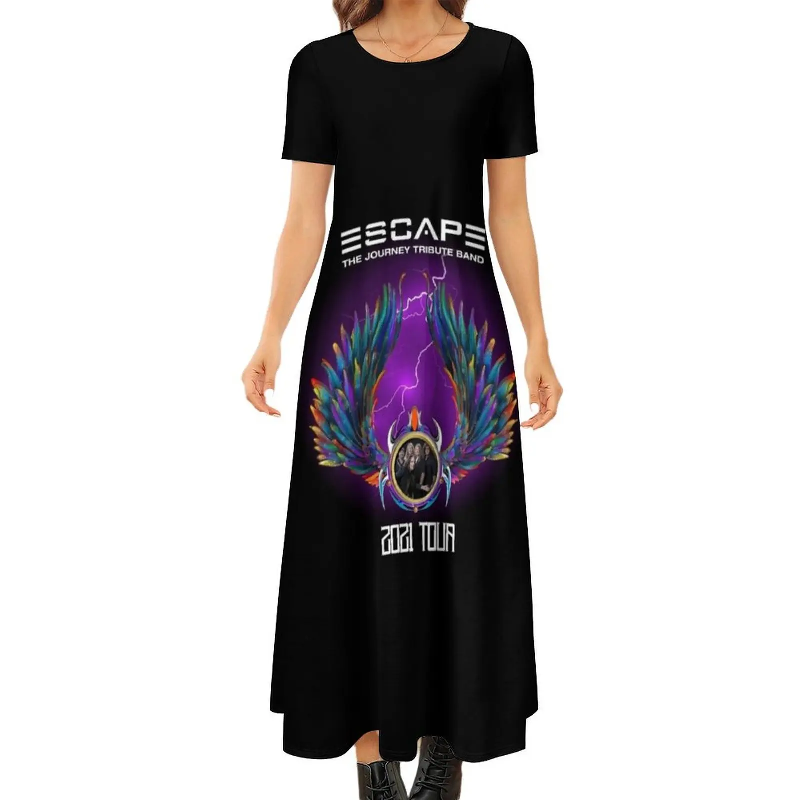 

JOURNEY ESCAPE TRIBUTE BAND MERCH BLACK Round Neck Short Sleeve Dress long sleeve dress summer dresses womens 2024