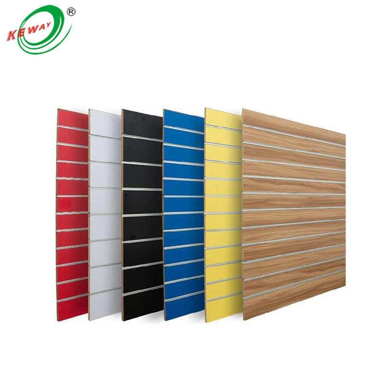 custom.18mm thickness 2440*1220mm mdf slatwall board melamine surface mdf Slatwall Panels