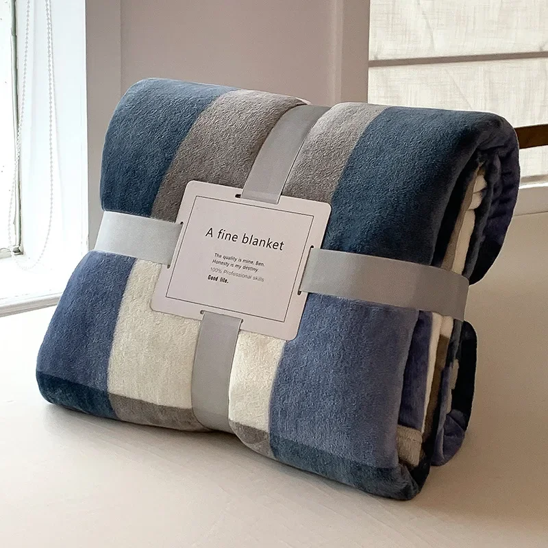 

Thick Thow Blanket Geometic Style Reactive Printed Flannel Fleece Blanket For Beds Single Queen King Plush Plaids Sofa Plaid Bed