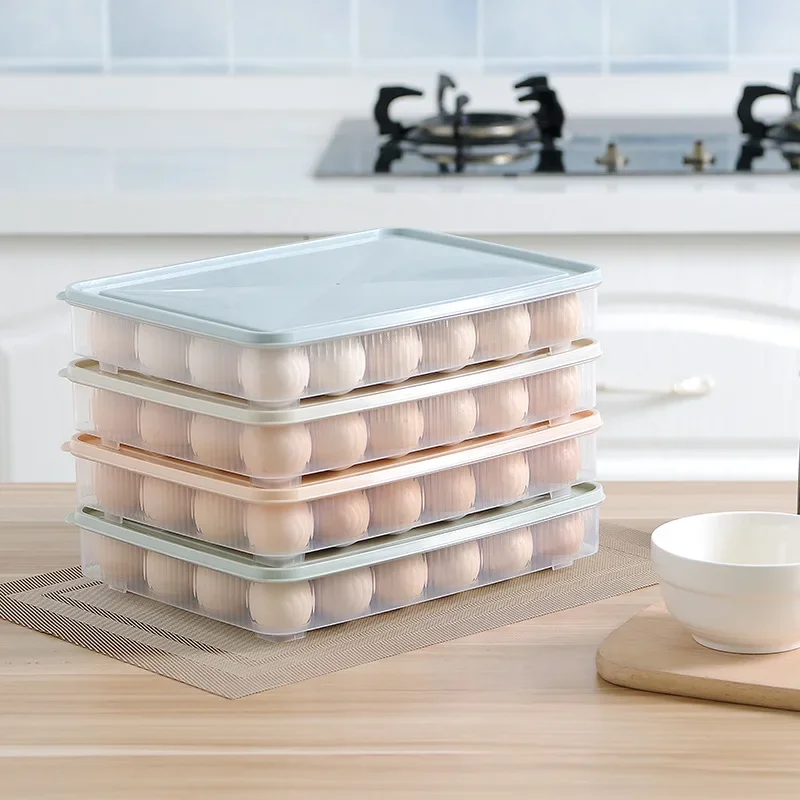 Refrigerator Food Storage Box Kitchen Accessories Organizer Fresh Box Dumplings Vegetable Egg Holder Stackable Microwave