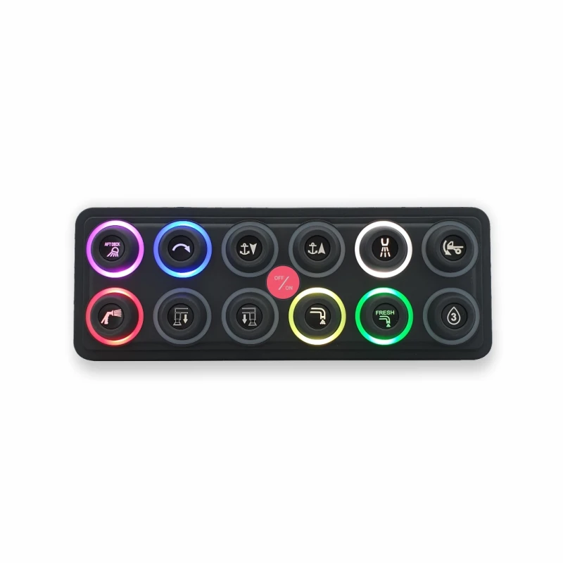 12 Bende Switch Panel Systeem Met Rgb Backlight Tuimelschakelaar Knop Extra Circuit Control Box Elektronisch Relais Voor Jacht