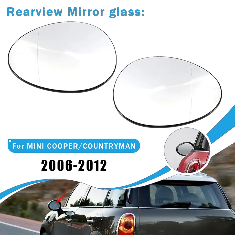 

Широкоугольное зеркало 1/2 Uds с автомобильным подогревом, стеклянное зеркало заднего вида для MK2 Mini R60 S/JCW/Countryman 2006-2016