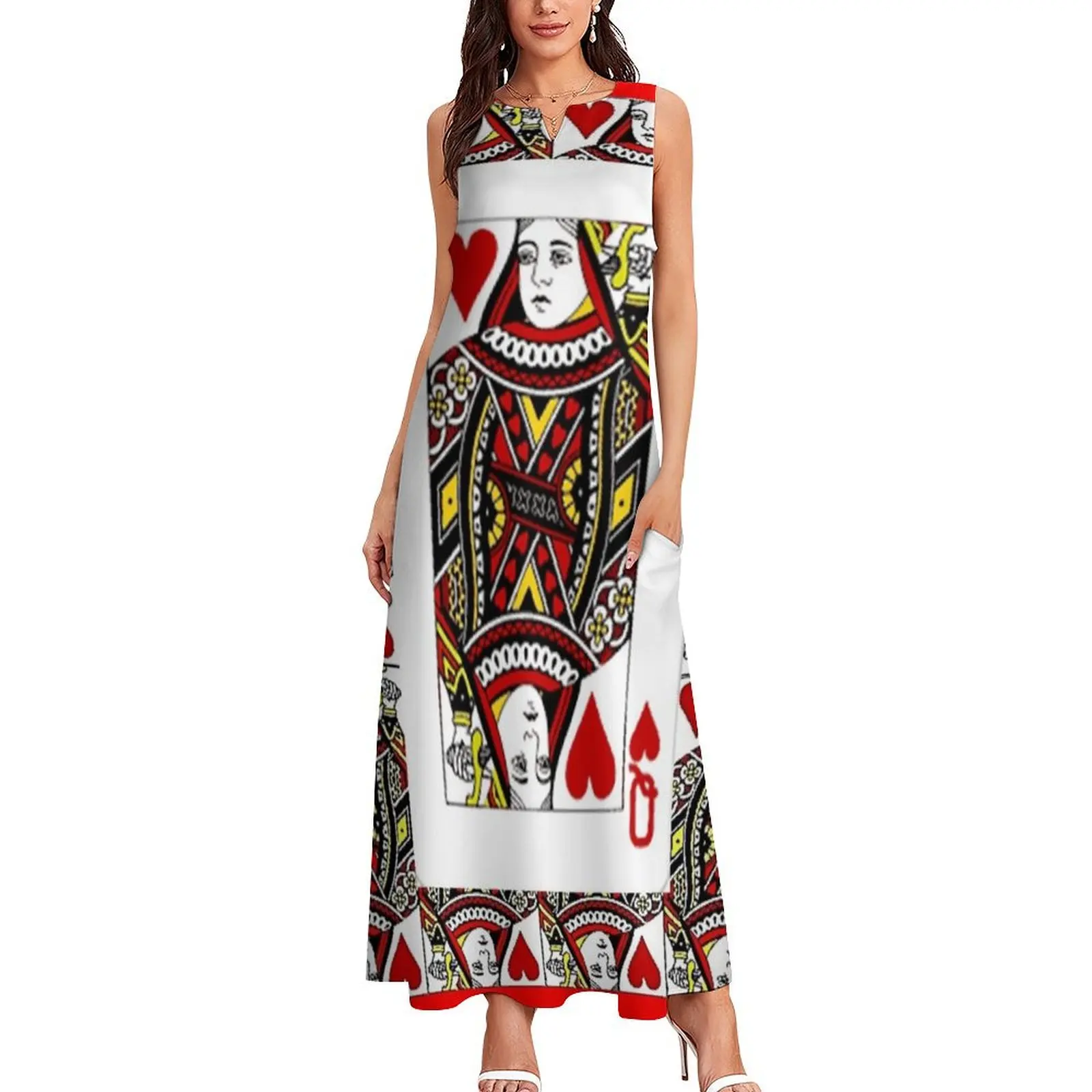 QUEEN OF HEARTS PLAYING CARDS ARTWORK Long Dress party dresses woman luxury dress Women dresses summer Dress