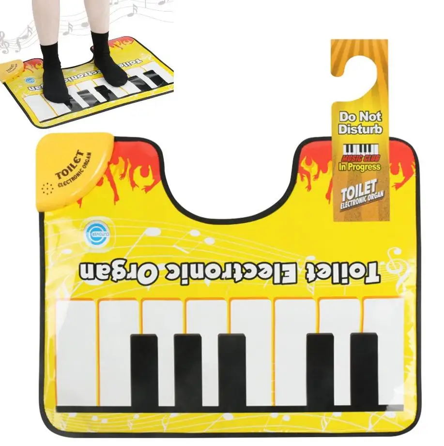 Toilet Piano Mat Novelty Potty Piano Sounding Carpet Funny Toe Music Keyboard Floor Mat Automatic Shutdown for Home Bathroom