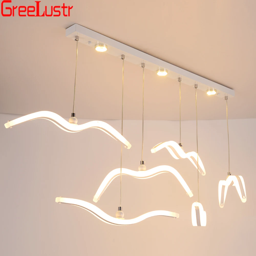 Imagem -02 - Lustre Led Gaivota Criativa Luminária Lâmpada Pingente de Pássaro Branco Ilha Cozinha Luzes Penduradas para Quarto Sala de Estar