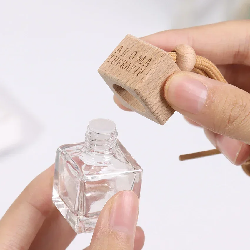 Pack Car Ornament Air Freshener Perfume Square Cap Empty Bottle Scent Essential Oil Diffuser Pendant