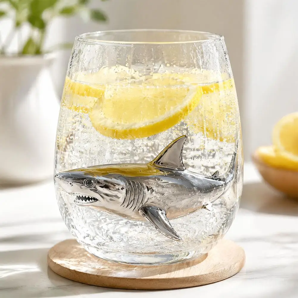 Oktopus-Glasbecher, 350ml Stielloses Weinglas, Wal-Delfin-Schildkröten-Meereskreatur-Trinkbecher, Handgefertigte Glaswaren