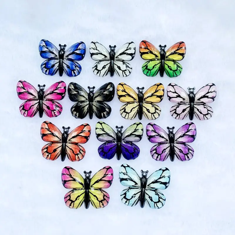 DIY12pcs Colorful Butterfly Flat back Rhinestone and Appliques DIY Wedding scrapbook Mobile phone flat back  crystal butterfly