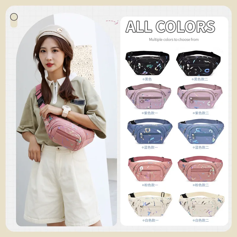 

Composite cloth sports shoulder bag multi-layer fashion gilding waist bag bright leather cross-body bag for men and women