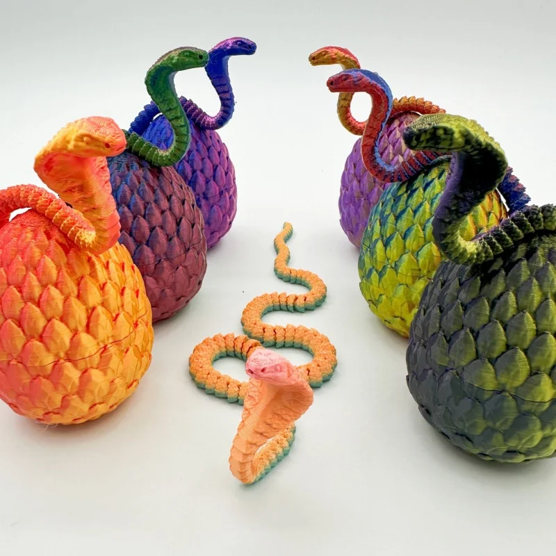 Gradient Cobra Egg New 3D Printing  Creative Handicraft Ornament Kids Gift Home Office Desktop Decor Unique Collectible Figurine