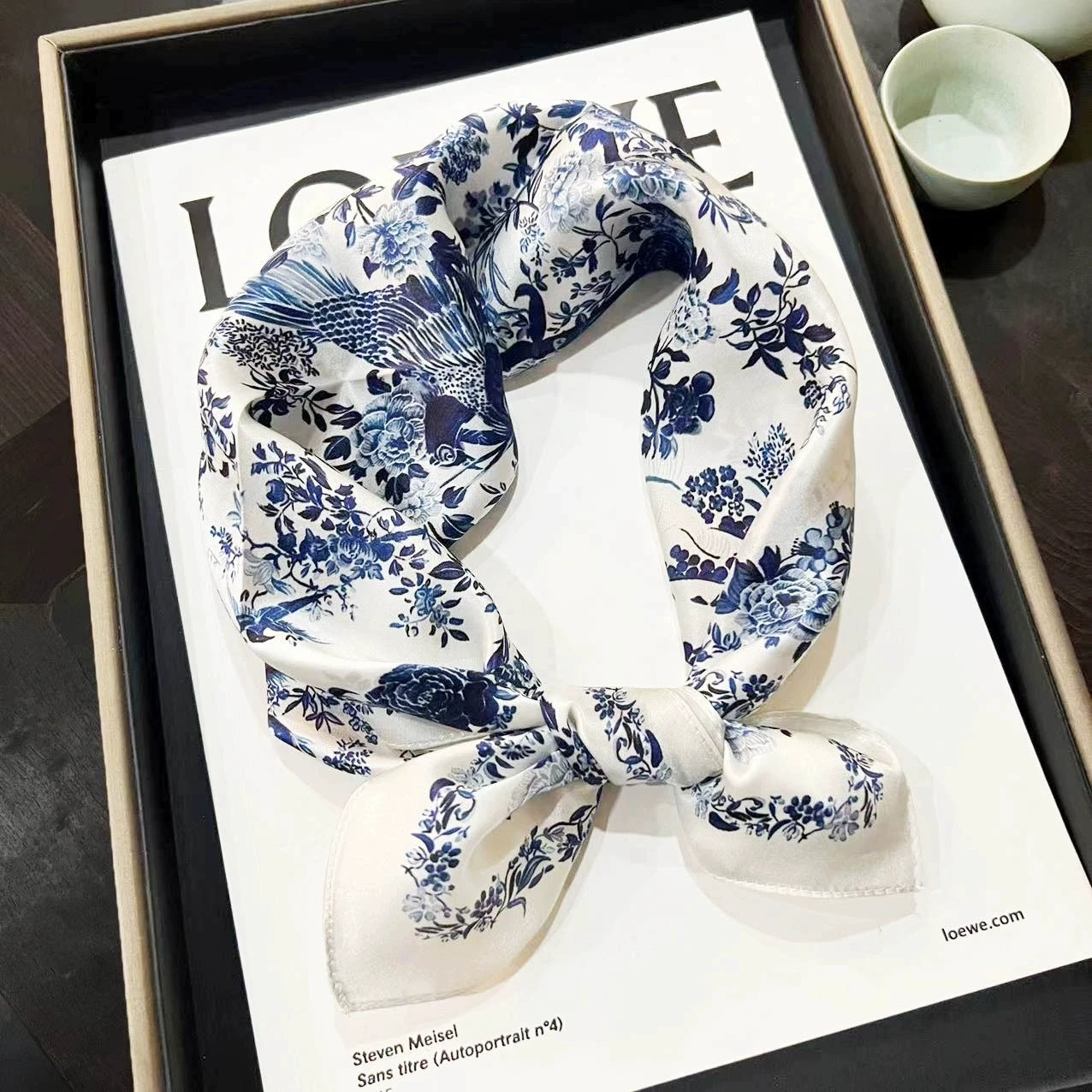 

Ретро синий квадратный 100% шелковый шарф 53 см с цветочным принтом, маленькая голова, шея, хиджаб, женский платок, шелковые шарфы-банданы высокого качества