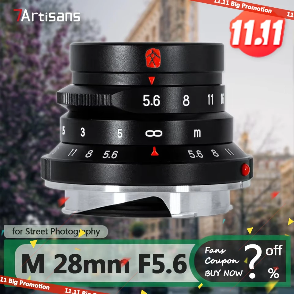 7artisans M 28mm F5.6 Full Frame MF Standard Prime Lens for Street Photography with Leica M Mount M2 M3 M4 M5 M6 M7 M8 M9 M10