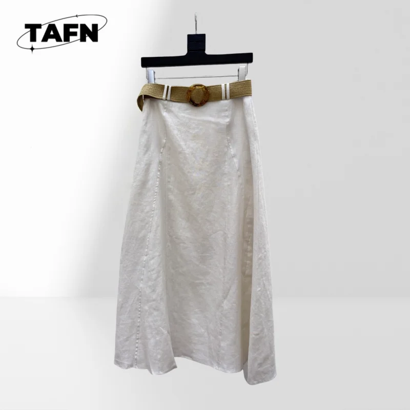 

Linen Minimalist Old Money Style Skirt Imported Linen Fabric Texture Light and Comfortable Classic Design for Everyday UseAG2904