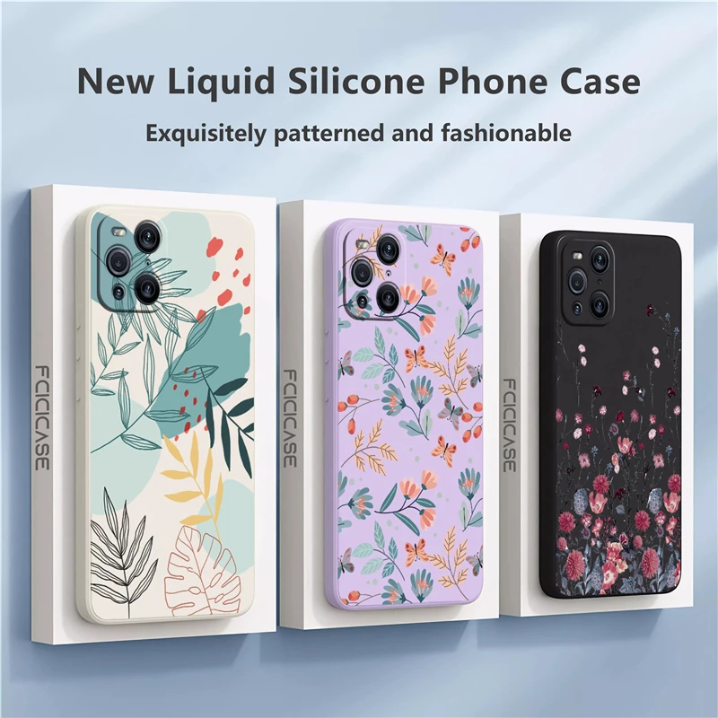 Find X3 Floral Design Fashion Case For OPPO Find X3 X2 Pro X5 X3 Lite X3 NEO F19 F11 F17 Liquid Shockproof Soft Flower Cover