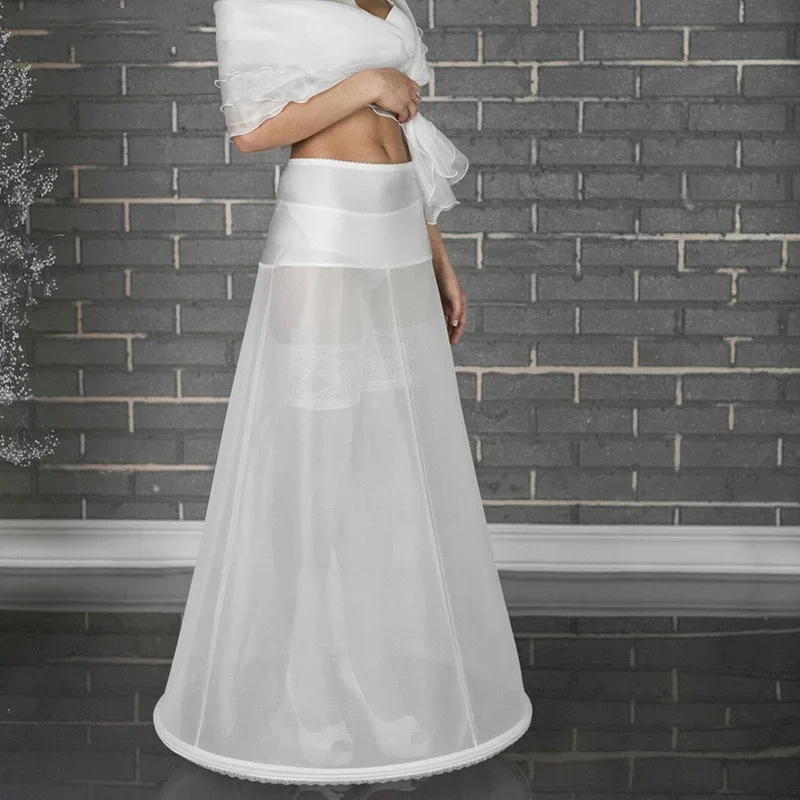 A Line 1 Hoop Petticoat for Bridal Wedding Dress Crinoline Slip Underskirt for Women Dress White Black Adjust Waist