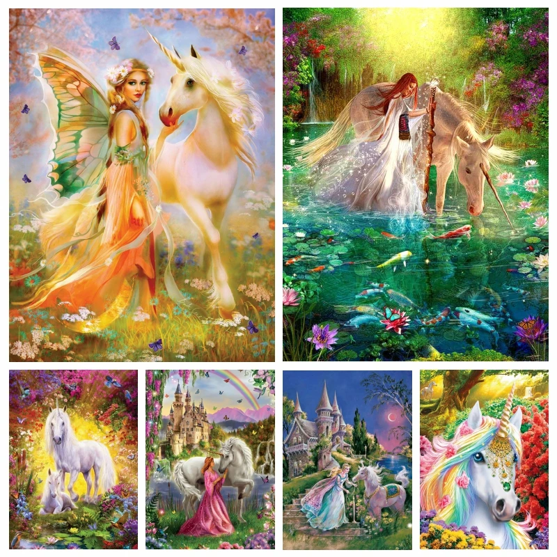 

5d Moon Light Unicorn And Fairy Diamond Art Painting Kit Rhinestone Cross Stitch Handmade Mosaic Artwork Gift For Home Decor