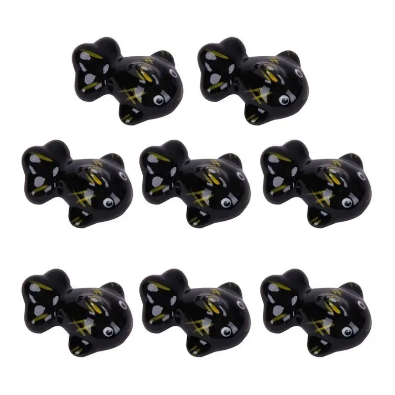 

G6KF 8x Elegant Ceramic Chopstick Stand Fish Chopstick Rest Organizers Shelf Table Ceramic Spoon Holder Table Decors Craft