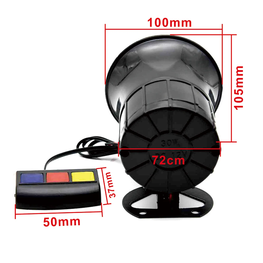Bocina de coche de 3 tonos, alarma de advertencia de motocicleta, sirena de fuego de policía, altavoz, accesorios automotrices, Motor, 115dB, 12V