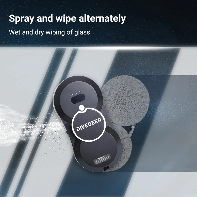 DIVEDEER Window Cleaner Robot Smart Automatic Water Spray Function Anti-fall Magnetic Glass Home Smart Cleaning Machine