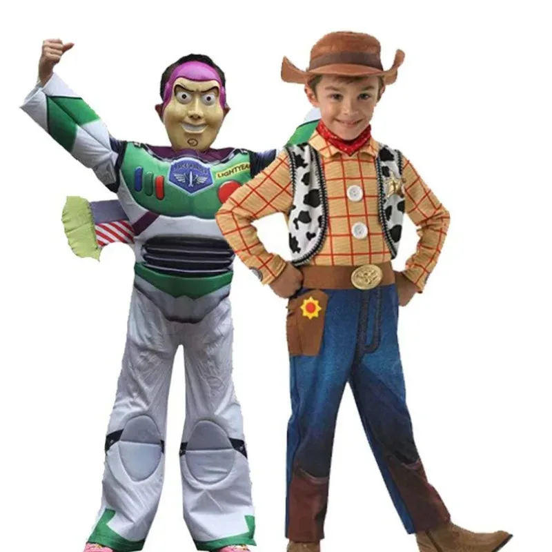 Kostum Buzz Lightyear Anak-anak Onesie Koboi Woody Karakter Kartun Karakter Anime Kostum Halloween Woody