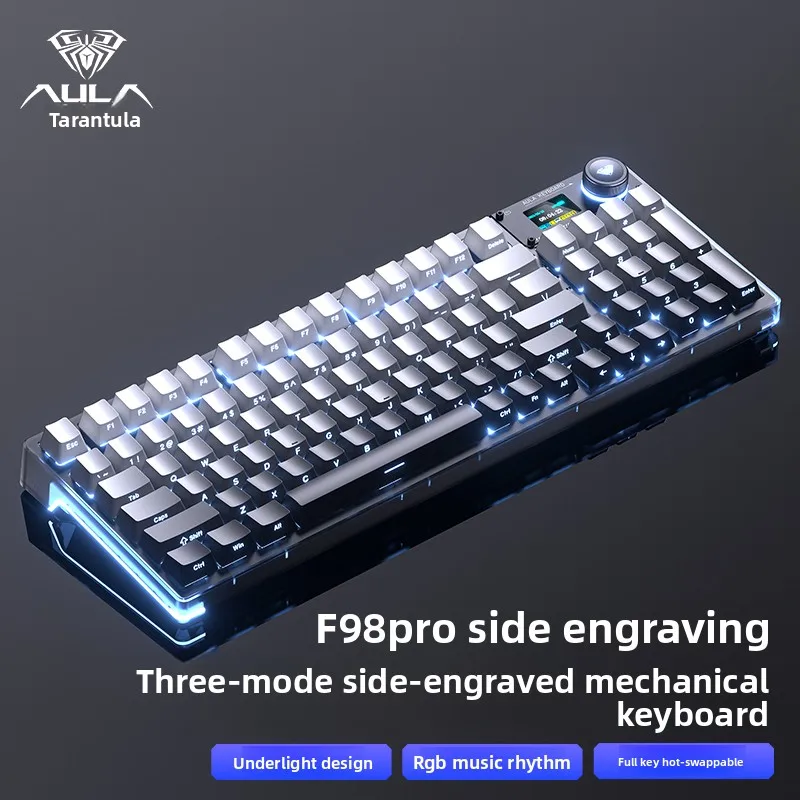 Tarantula F98ProV3 side engraved custom mechanical keyboard transparent wireless Bluetooth three-mode hot-swappable RGB desktop