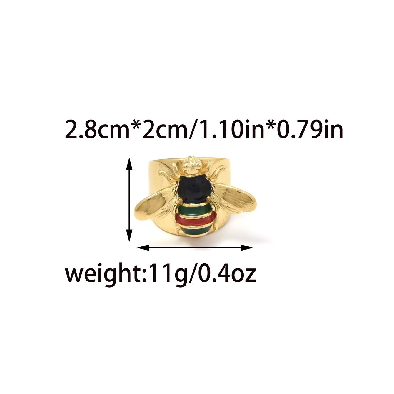 Classic vintage stainless steel gold steel color casting dripping oil bee open adjustable ring gift women party jewelry