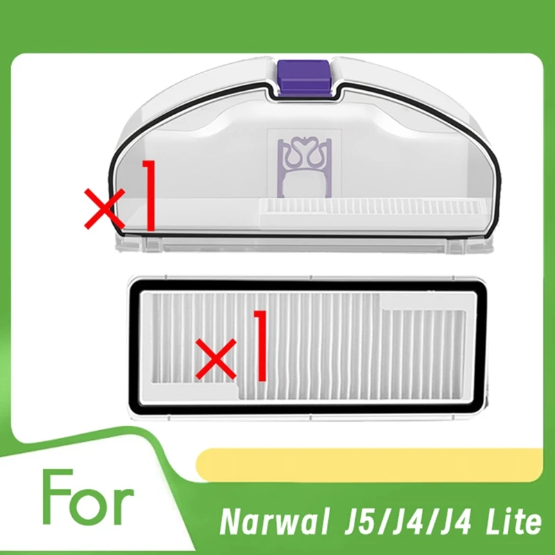 

For Narwal J5/J4/J4 Lite Dust Box With 1 Filter Robot Vacuum Cleaner Accessories