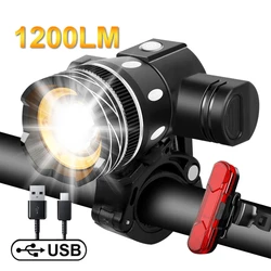 Bicicleta LED recarregável luz, MTB bicicleta farol, ciclismo lanterna, bicicleta lanterna, luz dianteira, 1200Lumen