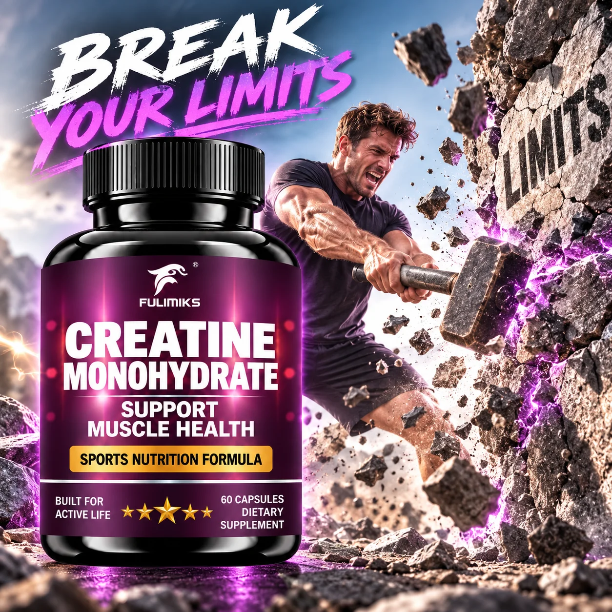 Creatine Monohydrate Capsules, Support Muscle Health,Boost Workout Performance,Enhance Muscle Strength & Endurance,for Men Women