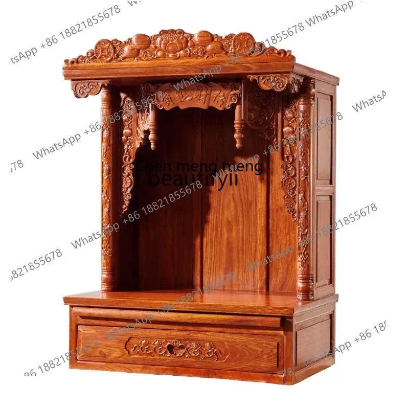 Nuevo estiloGod of Wealth Gabinete de palisandro montado en la pared Pterocarpus Erinaceus Poir. Altar de armario de pared Altar 1001