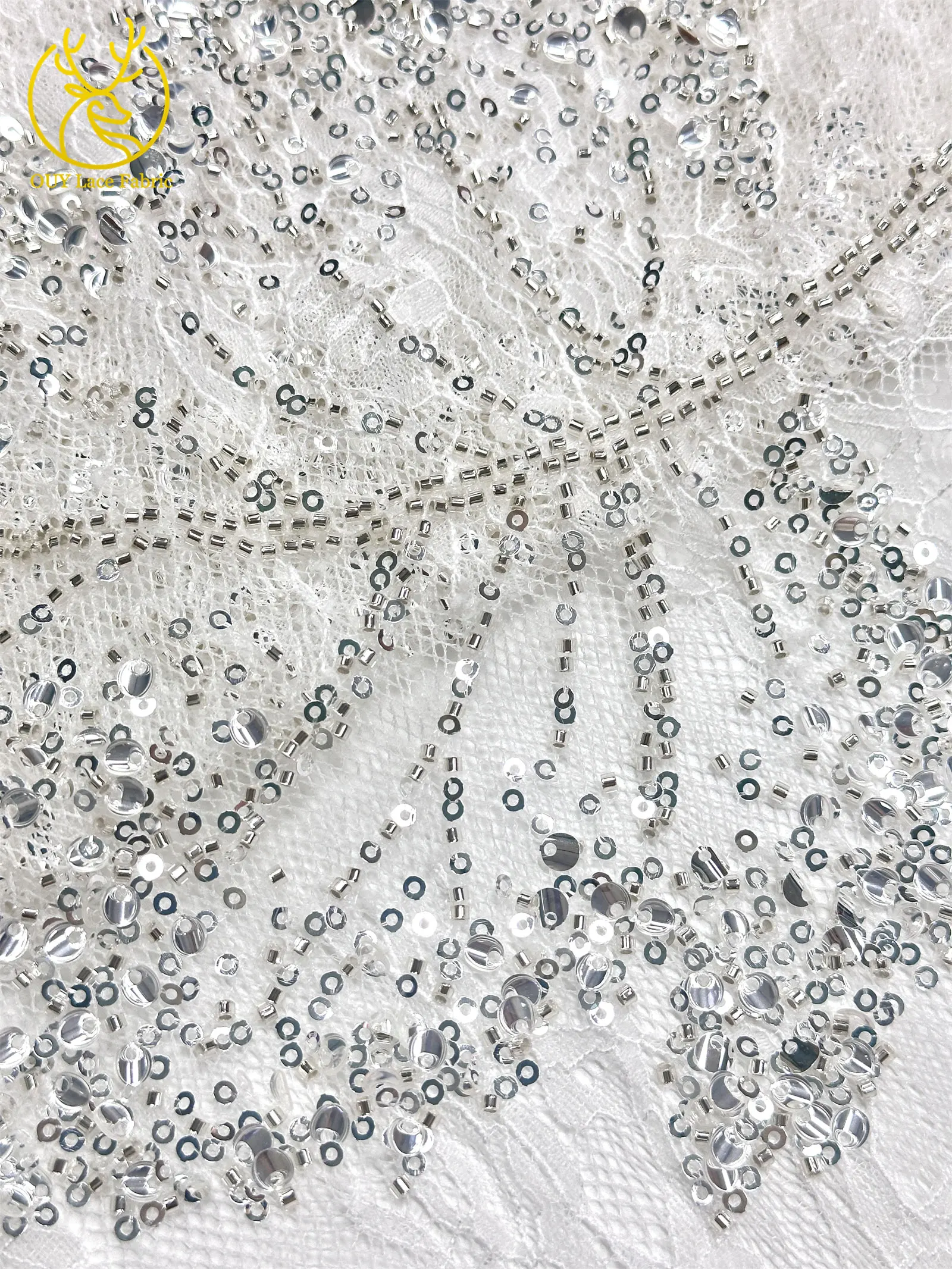 Weinroter afrikanischer bestickter Perlen-Spitzenstoff, 5 Yards, französisches Blattmuster, Pailletten-Tüll-Spitzenstoff für Hochzeits- und Partykleider – Detail 14
