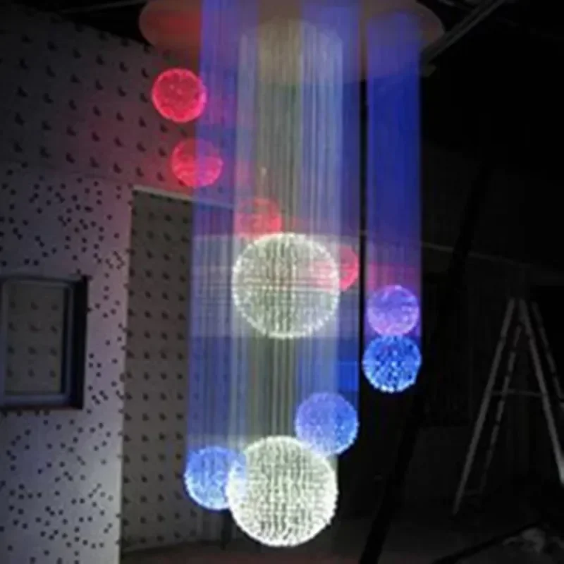 Night Club bar Salon Single Full Color Fiber Optic Chandeliers Ceiling Crystal Lighting