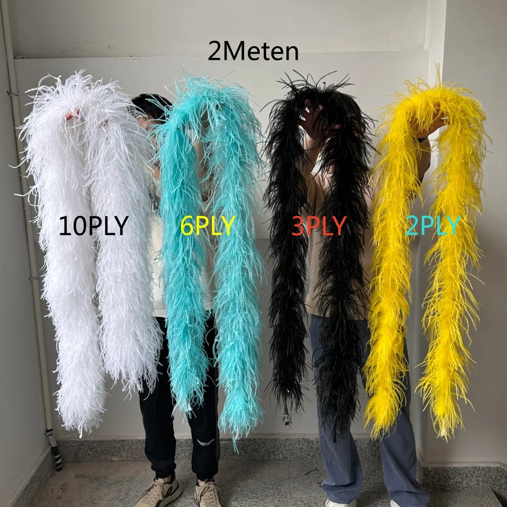 

High Quality Ostrich feather boa 6Ply Natural Fluffy Ostrich feathers Boa Scarf for Party Dress Skirt Sewing Decoration Plumas