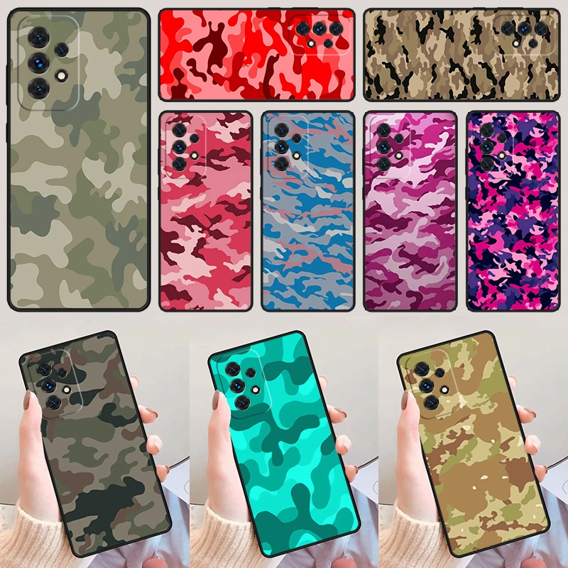 Military Style Blue Camo Camouflage For Samsung A52 A72 A73 A20e A21S A50 A70 A11 A12 A42 A31 A40 A51 A71 A32 A80 A91 Phone Case