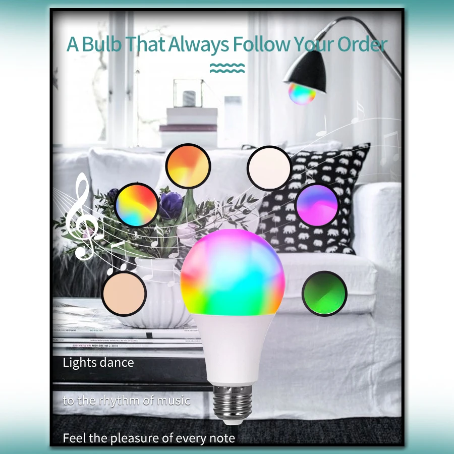 Tuya Smart Led Bulb E27 220V Smart Light Dimable Bluetooth RGB Lamp APP Control for Bedroom Room Decoration Party Lights