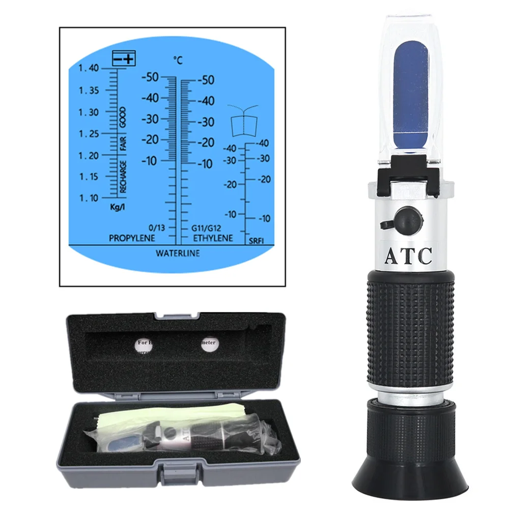 Refractómetro anticongelante para vehículo, glicol, vidrio, agua, batería, punto de congelación de fluido, ATC, Detector de concentración de urea para coche