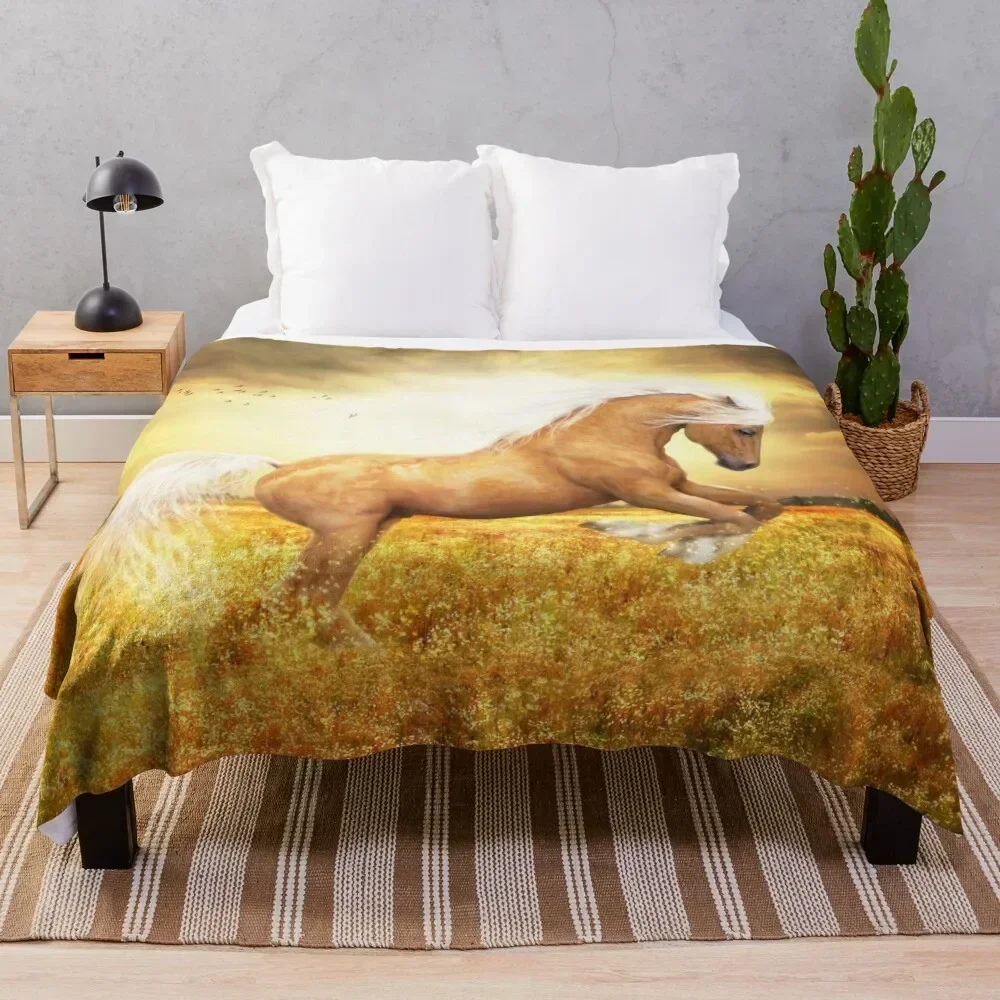 

Palomino Horse Sundance Throw Blanket Cozy Microfiber Throw Blanket for Home Bedroom