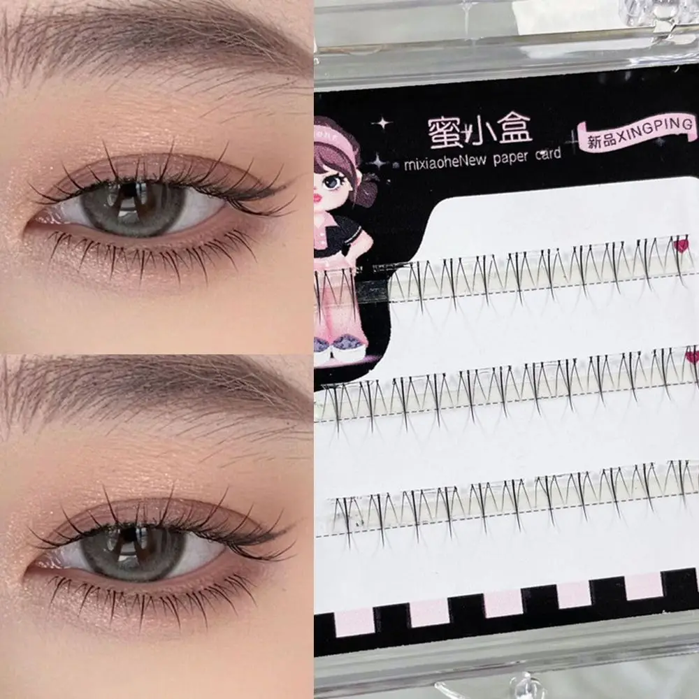 Self-adhesive Self-adhesive Lower Eyelashes Transparent Wide Stem Natural Wispy Fake Eyelashes Quick to Wear No Glue Needed