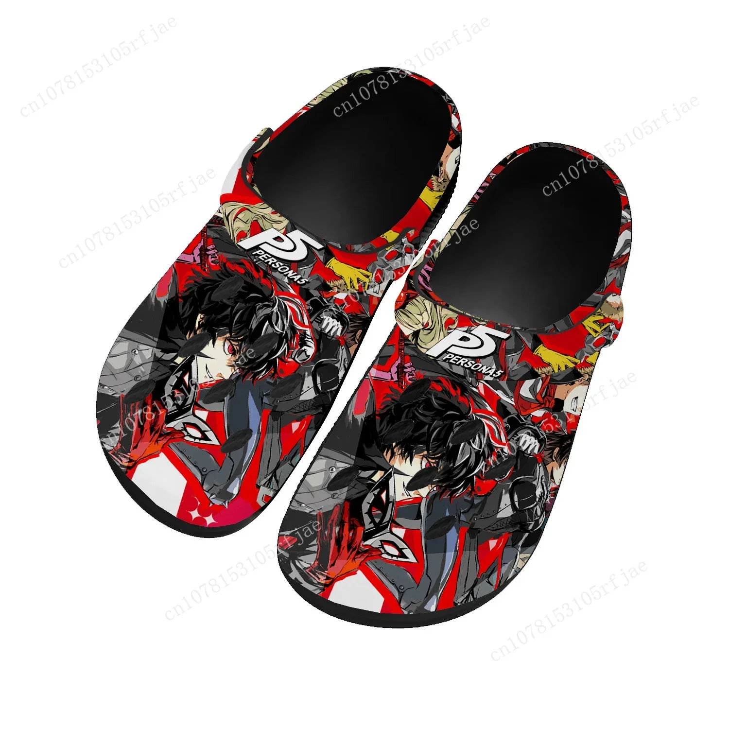 Anime Cartoon Game Persona 5 Home Clogs pour hommes et femmes, chaussures d'eau sur mesure pour adolescents, pantoufles de jardin et de plage, sandales trouées à la mode