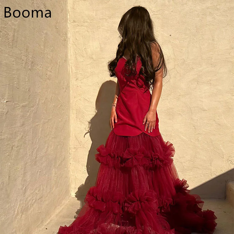 

Booma Elegant Evening Dresses Pleat Formal Party Gowns for Women Strapless Sleeveless Long Saudi Arabic Prom Gown Customize