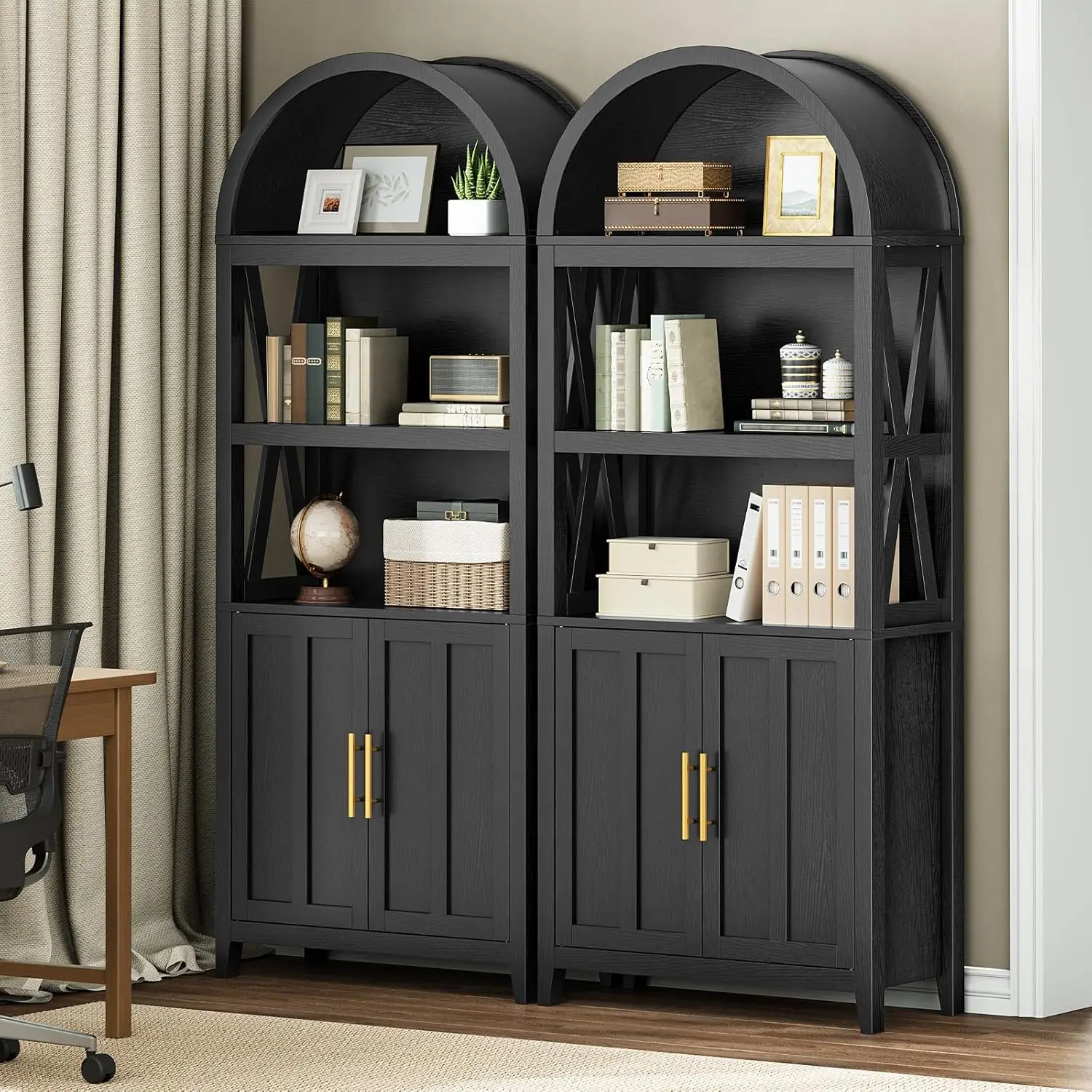customized wooden media storage cabinet with farmhouse finish