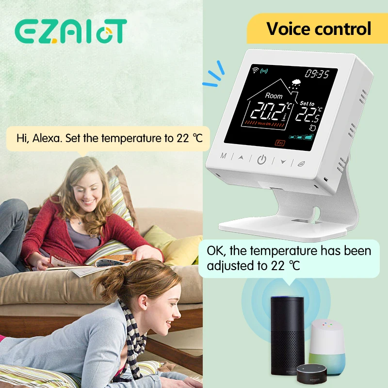 Smart Wireless Thermostat Gas Boiler Heating Room RF433 WiFi Tuya Temperature Controller and Receiver USB Battery Powered Google