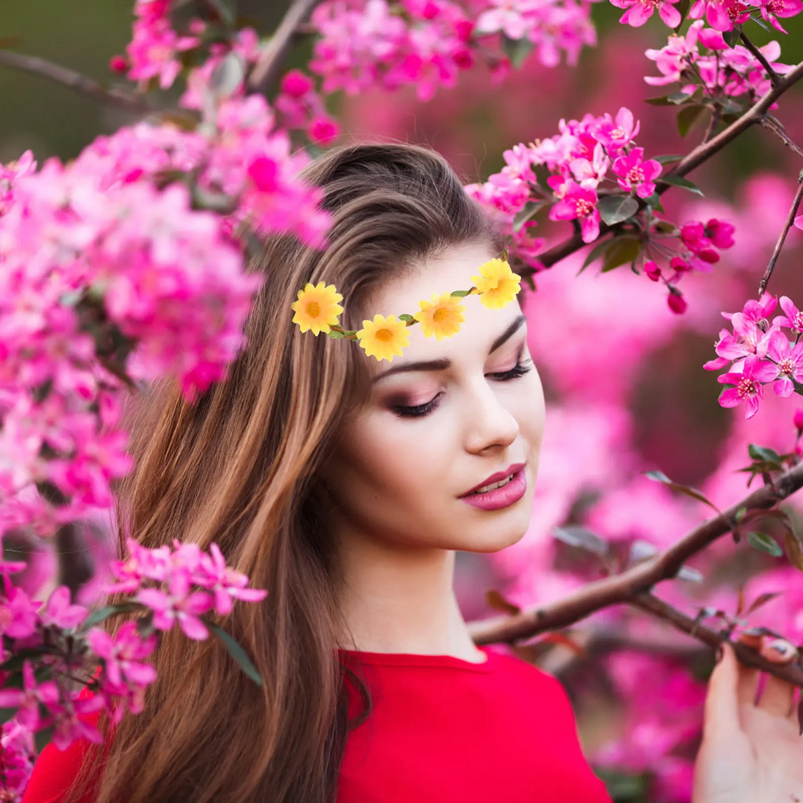 

Набор из 5 повязок для волос «Маргаритка» для женщин, тканевые, с цветочным декором, легкие, удобные, для вечеринок, фотосессий, в винтажном стиле