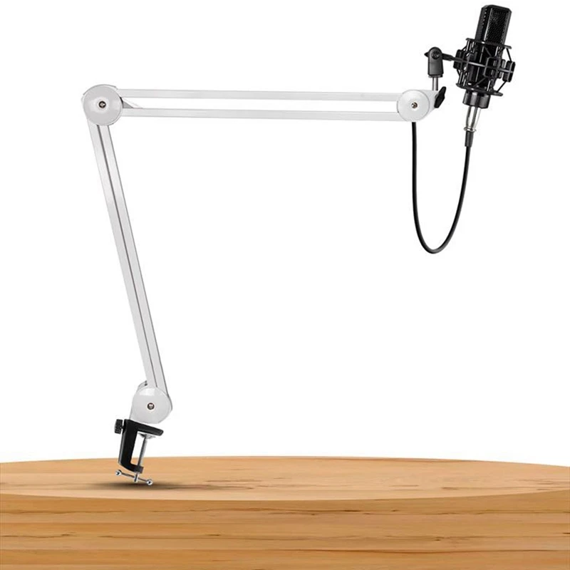 

Microphone Stand Microphone Stand Adjustable Suspension Boom Arm with Built-in Spring for Voice Recording White