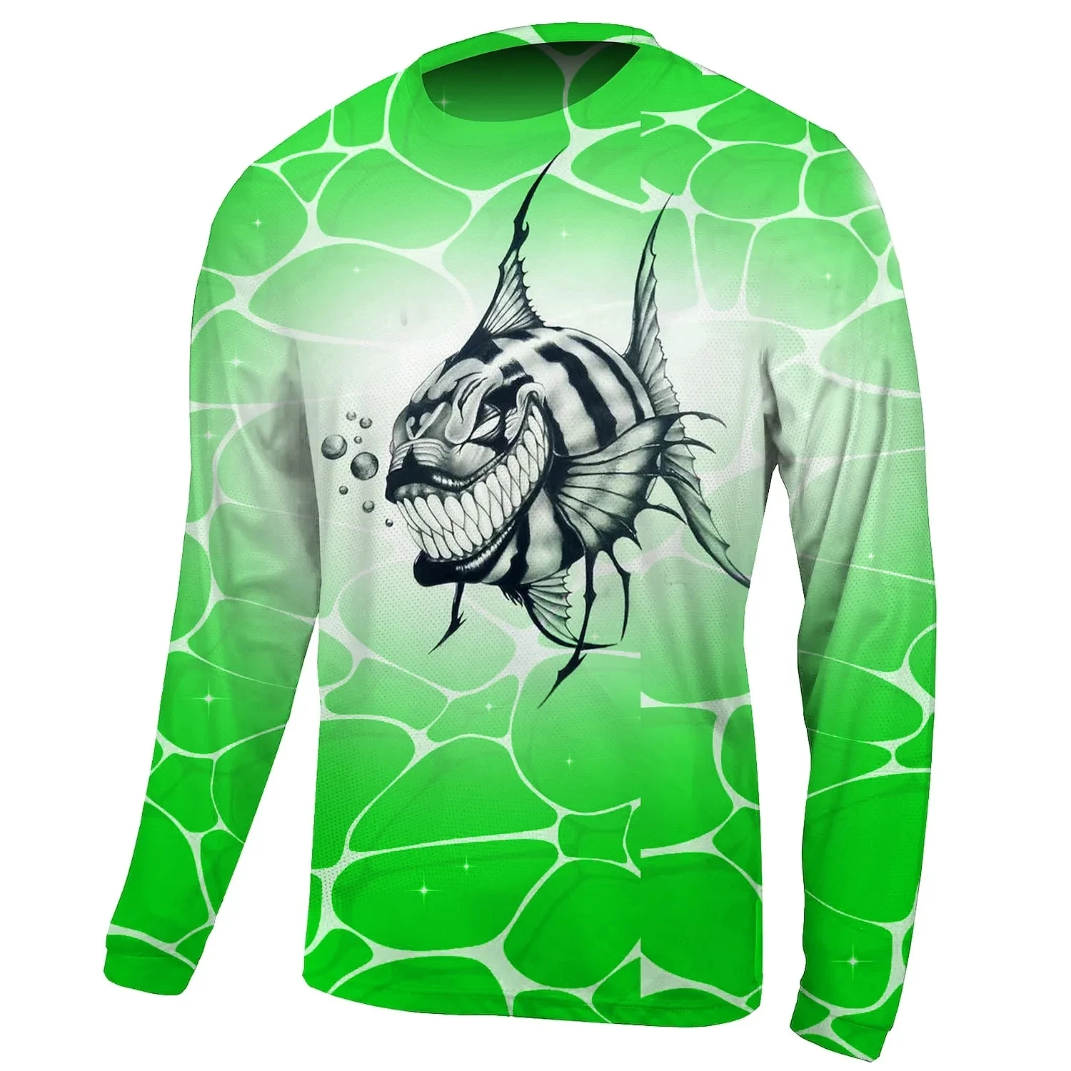 

Outdoor Go Fishing Clothing Fashion Cotton Men Long Sleeve T-shirt Funny Fish Print Tees Casual O-neck Loose Pullover Men's Tops